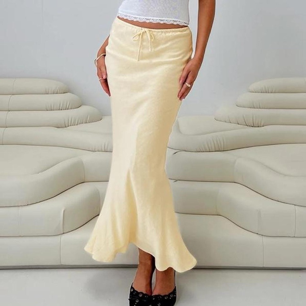 Mercer linen blend maxi skirt lemon.
